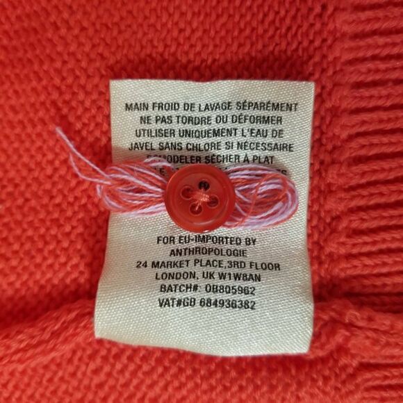 Moth Anthropologie Small Red Pink Trim Shoulder Button Accent Pullover Sweater - Picture 10 of 11